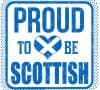 Proud to be scottish sign or stamp on white background, vector illustration